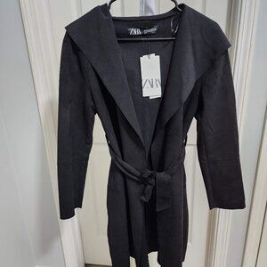 Zara Faux Suede Hooded Jacket brand new with tags
